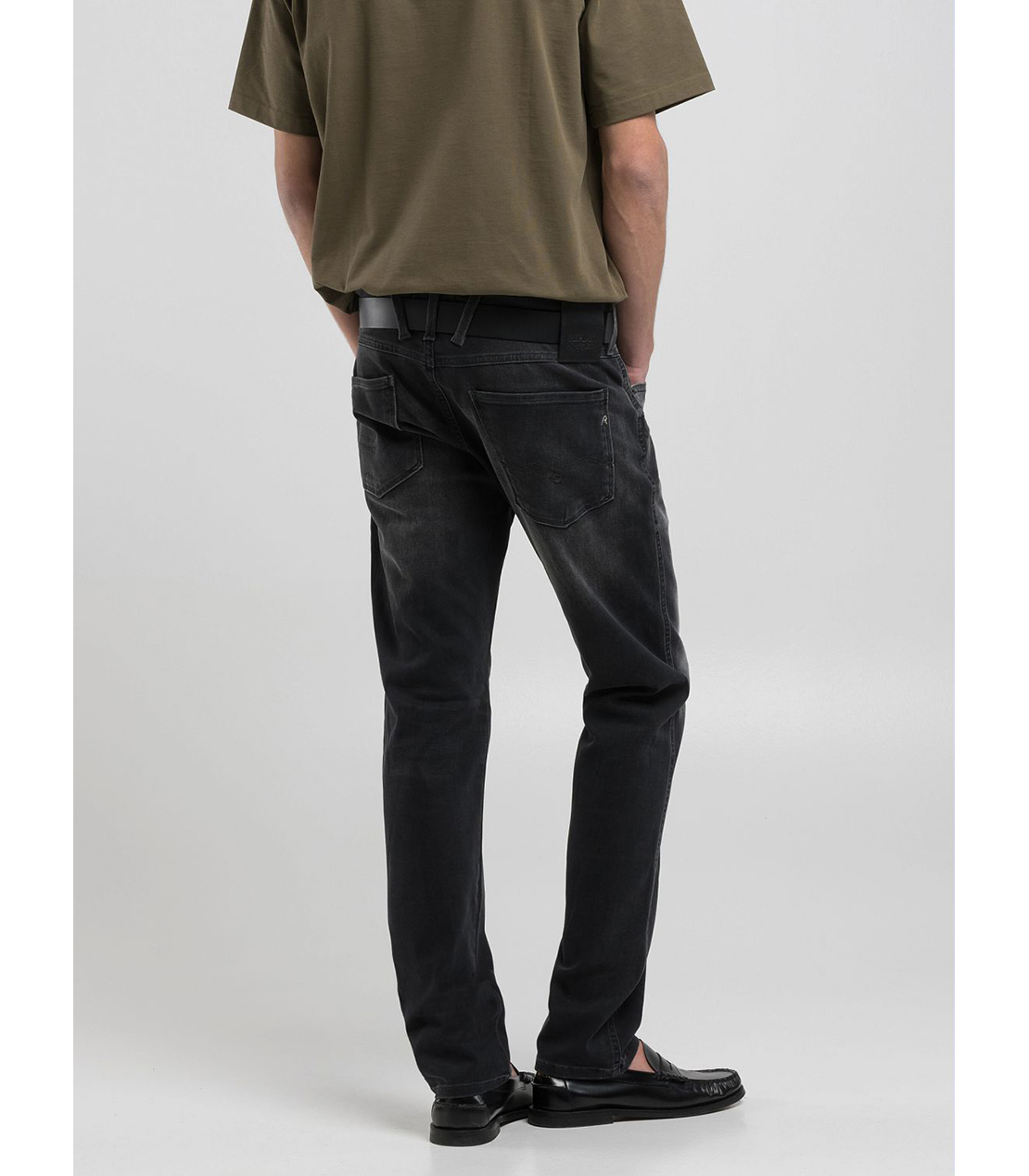 スリム ANBASS Hyperflex Re-used スーパーストレッチデニム 詳細画像 ブラック 3